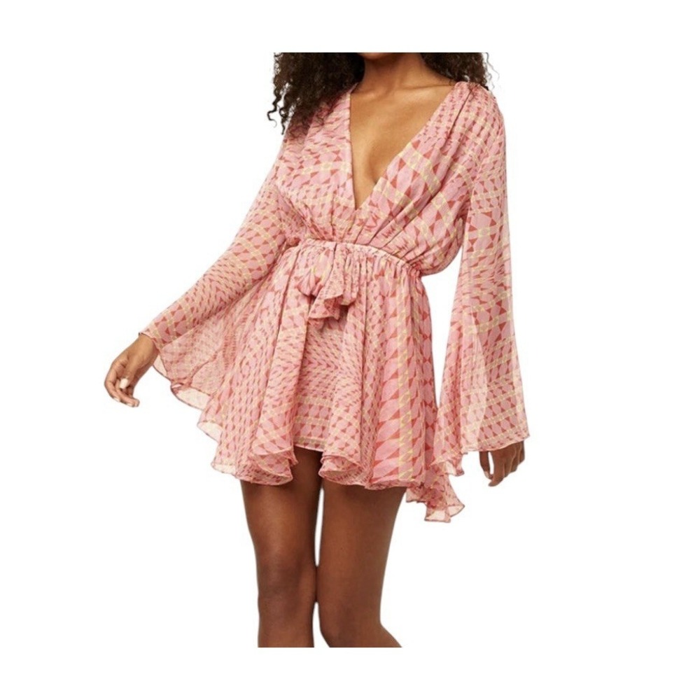 Misa Los Angeles Kaia Dress Womens Small Septima Geo Mini Semi Sheer Chiffon